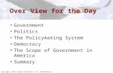Copyright © 2011 Pearson Education, Inc. Publishing as Longman Over View for the Day Government Politics The Policymaking System Democracy The Scope of.