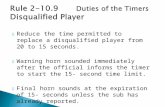 Reduce the time permitted to replace a disqualified player from 20 to 15 seconds.  Warning horn sounded immediately after the official informs the timer.