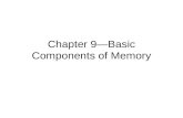 Chapter 9—Basic Components of Memory. Basic Terms Memory = ability to recall information that has previously been learned Storage = putting new information.