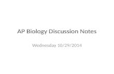 AP Biology Discussion Notes Wednesday 10/29/2014.