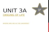 UNIT 3A ORIGINS OF LIFE ORIGINS OF LIFE WHERE ARE WE IN THE UNIVERSE? Click me!!