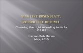 Choosing the right recording tools for the job Hazzan Rob Menes May, 2015.