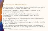 How to Build an Investment Portfolio The Determinants of Portfolio Choice The determinants of portfolio choice, sometimes referred to as determinants of.