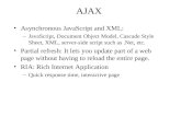 AJAX Asynchronous JavaScript and XML: –JavaScript, Document Object Model, Cascade Style Sheet, XML, server-side script such as.Net, etc. Partial refresh: