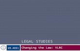LEGAL STUDIES Changing the Law: VLRC U3.AOS1. Parliament and the citizen Structure of Parliament Principles of the Australian Parliament Reasons laws.