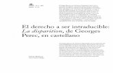 El Derecho a Ser Intraducible La Disparition de George Perec en Castellano