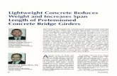 Lightweight Concrete Reduces Weight and Increases Span Length of Pretensioned Concrete Bridge Girders