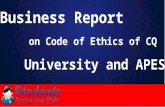 Business Report on Code of Ethics of CQ University and APESB