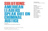 Solutions American Leaders Speak Out on Criminal Justice