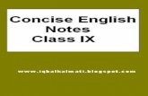 Concise English Notes for Class IX
