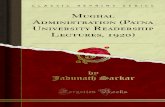 Mughal Administration Patna University Readership Lectures 1920