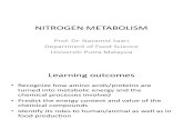 Week 10 Lecture 1 Nitrogen Metabolism