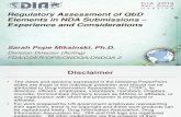 Regulatory Assessment of QbD - Elements of NDA Submission - Experience and Considerations