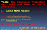 Consumer Protection Act 1986 PPT to Be Presented at IOS