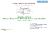 GMMSA LARCO Mineral Resources. Present future opportunities Laterite  –  Nickel Industry