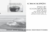 Crockpot Rice Cooker with Steam Basket Instruction Manual CKCPRC4725,   CKCPRC4726 &   CKCPRC4727
