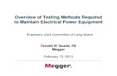 MEGGER Testing Methods Required to Maintain Electrical Equipment