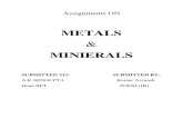 Assignments on Metals&Minierals