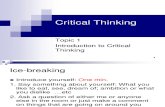 Critical Thinking - Topic 1