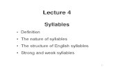 Lecture 4 - Syllables