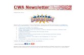 CWA Newsletter, Thursday, August 29. 2013 - HAPPY LABOR DAY!