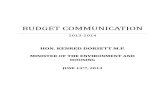 Minister Dorsett Budget Communication 2013