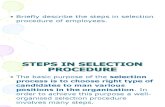 Steps in Selection Procedure