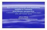 Microfinance Policies and Regulatory System in Tanzania