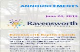Ravensworth Baptist Church Announcements, 6/24/12