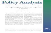 The Negative Effects of Minimum Wage Laws, Cato Policy Analysis No. 701