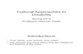 Cultural Approaches to Disability Week One