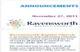 Ravensworth Baptist Church Announcements, 11/27/11