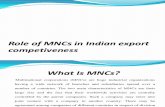 Role of Mncs in Indian Export Competiveness
