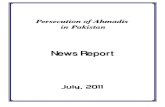 Monthly Newsreport - Ahmadiyya Persecution in Pakistan - July, 2011