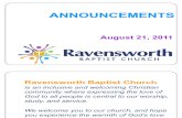 Ravensworth Baptist Church Announcements, August 21, 2011