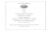 City of Bridgeport 2011 legislative & regulatory meeting schedule for boards & commissions