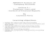 Lecture 1 - Purposes, Users and Content of Financial Reports