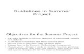 Guidelines in Summer Project Student