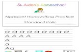 Standard Print Italic Alphabet Handwriting Practice Activity Book, Donnette E Davis, St Aiden's Homeschool