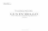 Heredia - Lus in Bello (2014) for Clarinet in Bb and String Quartet