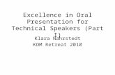 Excellence in Oral Presentation for Technical Speakers