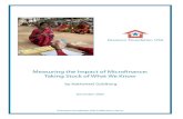 Measuring the Impact of Microfinance: Taking Stock of What We Know