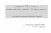 VA CERTIFYING OFFICIAL PROCEDURES FOR OJT PROGRAMS