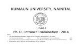 Ph.D.Entrance Examination 2014 Result