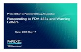 Responding to FDA 483s and Warning Letters