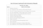 List of Courses conducted by the University of Mumbai