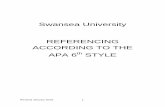 Swansea University REFERENCING ACCORDING TO THE APA 6 ...
