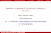 Arithmetic properties of Picard-Fuchs differential equations