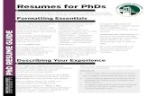 Resumes for PhDs Guide