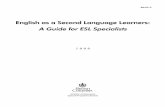 English as a Second Language Learners: A Guide for ESL Specialists